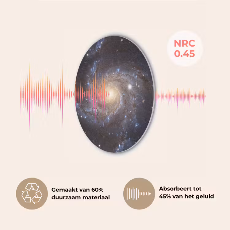 Kosmos - Sterrenstelsel - Donker Akoestische PET Vilt - Rond klein -USP_NL
