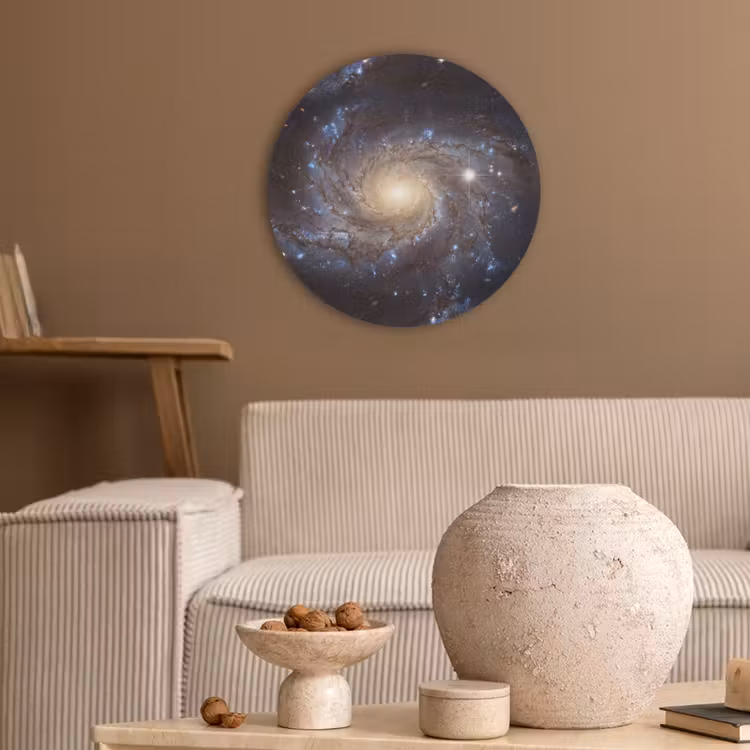 Kosmos - Sterrenstelsel - Donker Akoestische PET Vilt - Rond klein -sfeer1