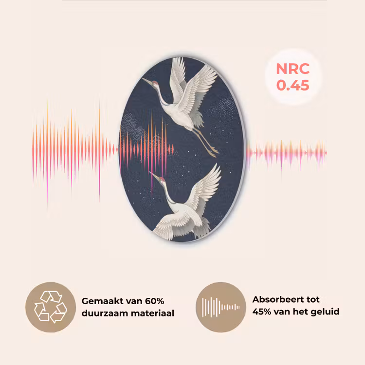 Kraanvogels - Nachthemel - Blauw Akoestische PET Vilt - Rond klein -USP_NL