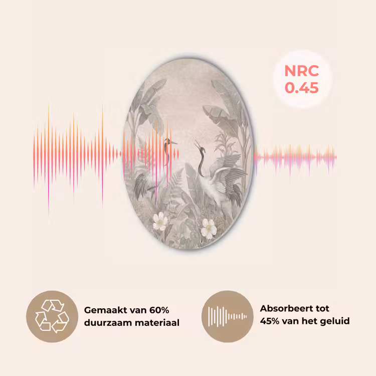 Kraanvogels - Natuur - Roze Akoestische PET Vilt - Rond klein -USP_NL