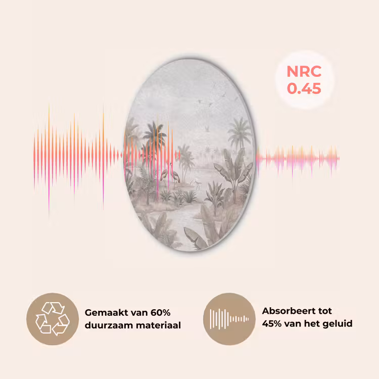 Kraanvogels - Palmbomen - Tropisch Akoestische PET Vilt - Rond klein -USP_NL