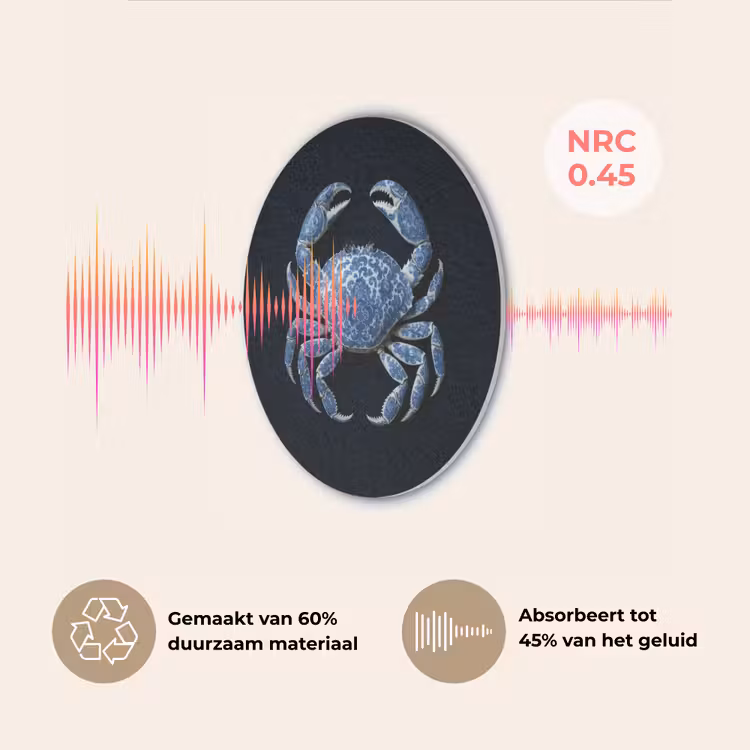 Krab - Delfts blauw - Dieren Akoestische PET Vilt - Rond klein -USP_NL