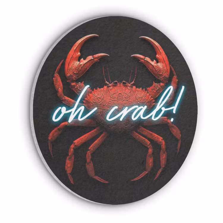 Krab - Rood - Neon - Quote Akoestische PET Vilt - Rond klein -3d