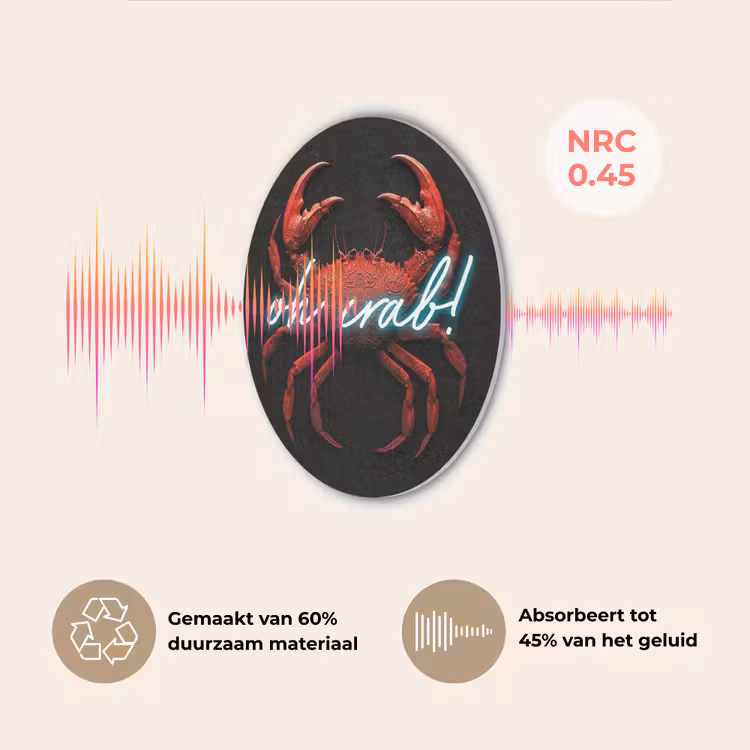 Krab - Rood - Neon - Quote Akoestische PET Vilt - Rond klein -USP_NL