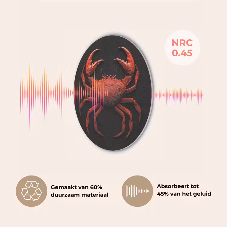 Krab - Rood - Vissen - Schaaldieren Akoestische PET Vilt - Rond klein -USP_NL