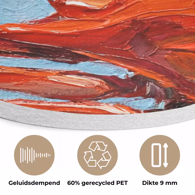 Krab - Zee - Dieren - Abstract - Rood Akoestische PET Vilt - Rond klein -closeup_NL