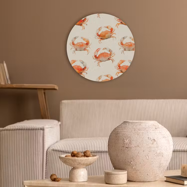 Krabben - Patroon - Oranje Akoestische PET Vilt - Rond klein 838 -sfeer1