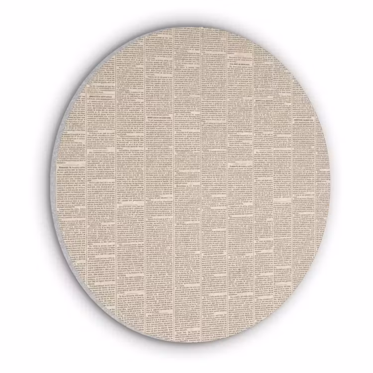 Krant - Nieuws - Historisch - Vintage - Beige Akoestische PET Vilt - Rond klein -3d