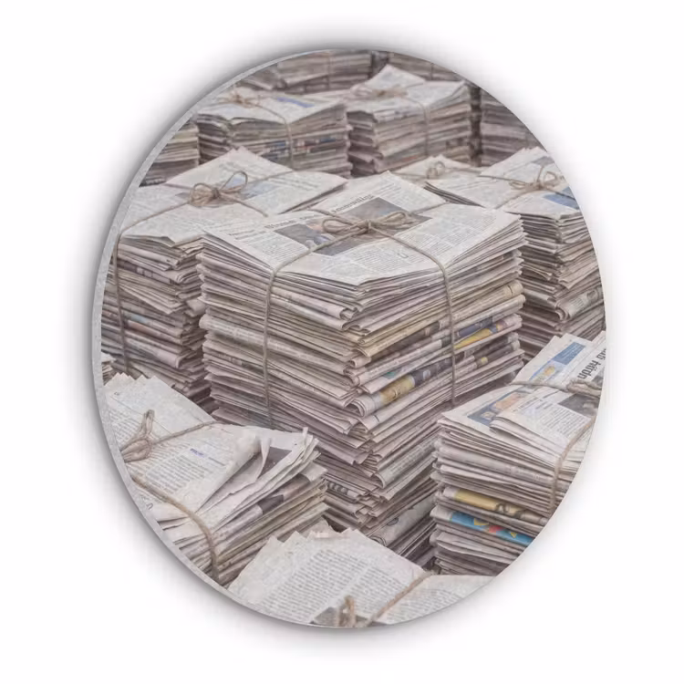 Kranten - Stapels - Touw - Informatie - Vintage Akoestische PET Vilt - Rond klein -3d