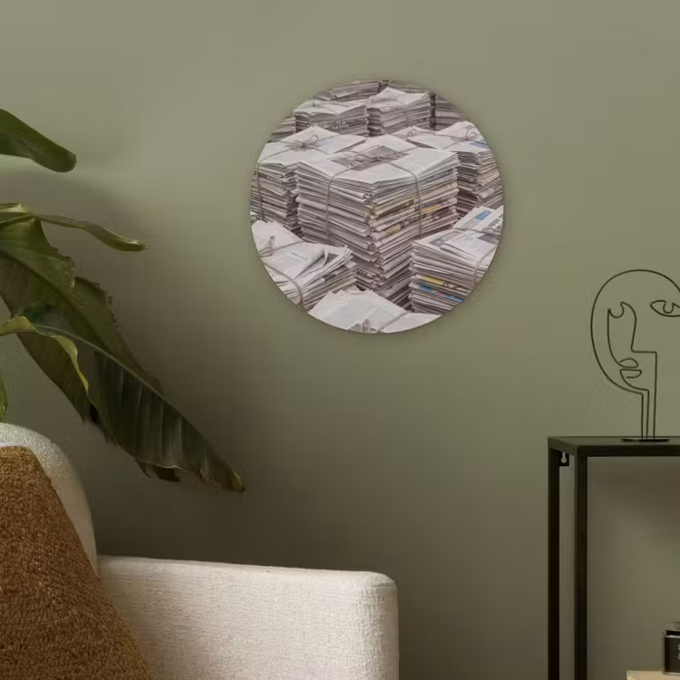 Kranten - Stapels - Touw - Informatie - Vintage Akoestische PET Vilt - Rond klein -sfeer2