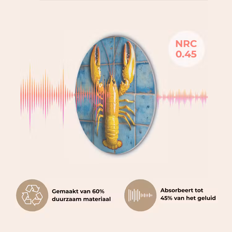 Kreeft - Geel - Blauw - Tegels Akoestische PET Vilt - Rond klein -USP_NL