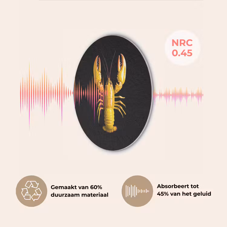 Kreeft - Geel - Stippen - Effen Akoestische PET Vilt - Rond klein -USP_NL