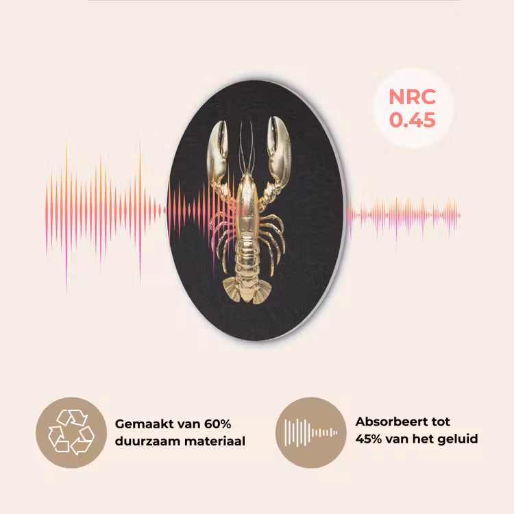 Kreeft - Goud - Textuur - Zwart Akoestische PET Vilt - Rond klein -USP_NL