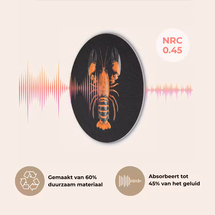 Kreeft - Oranje - Zwart - Modern Akoestische PET Vilt - Rond klein -USP_NL