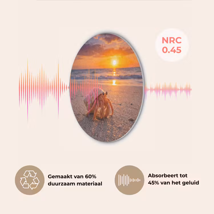 Kreeft - Strand - Natuur - Zonsondergang - Oranje Akoestische PET Vilt - Rond klein -USP_NL