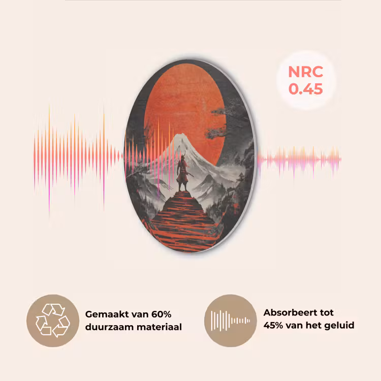 Krijger - Rode trappen - Zon - Berg Akoestische PET Vilt - Rond klein -USP_NL
