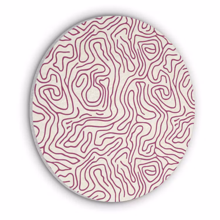 Kronkelende lijn - Magenta - Crème Akoestische PET Vilt - Rond klein 838 -3d