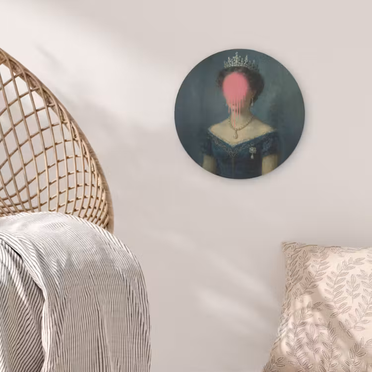 Kroon - Roze druipend verf - Portret Akoestische PET Vilt - Rond klein -sfeer4