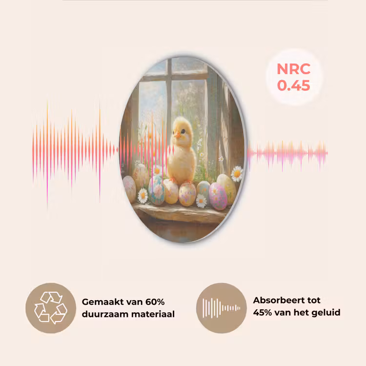 Kuiken - Raam - Paaseieren Akoestische PET Vilt - Rond klein -USP_NL