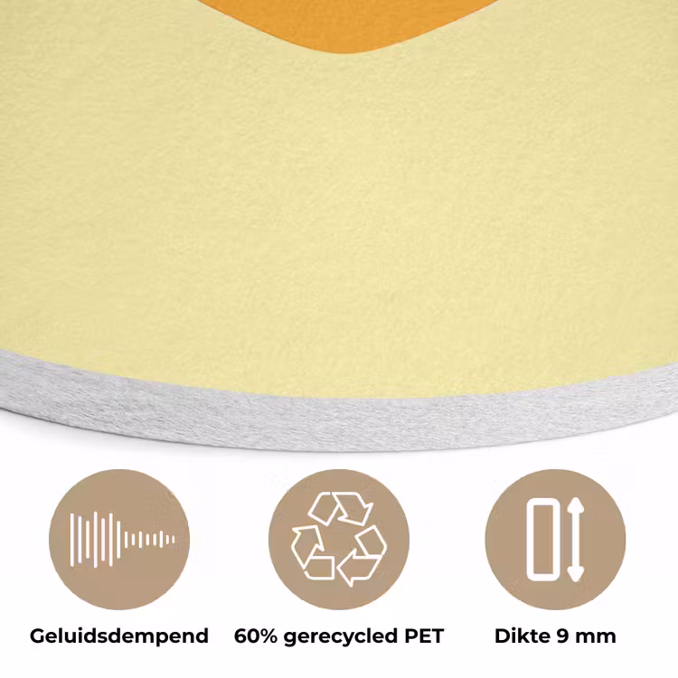 Kuiken - Vrolijk - Geel - Minimalistisch Akoestische PET Vilt - Rond klein -closeup_NL