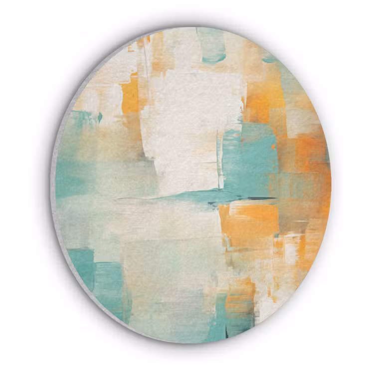 Kunst - Abstract - Blauw - Wit Akoestische PET Vilt - Rond klein -3d