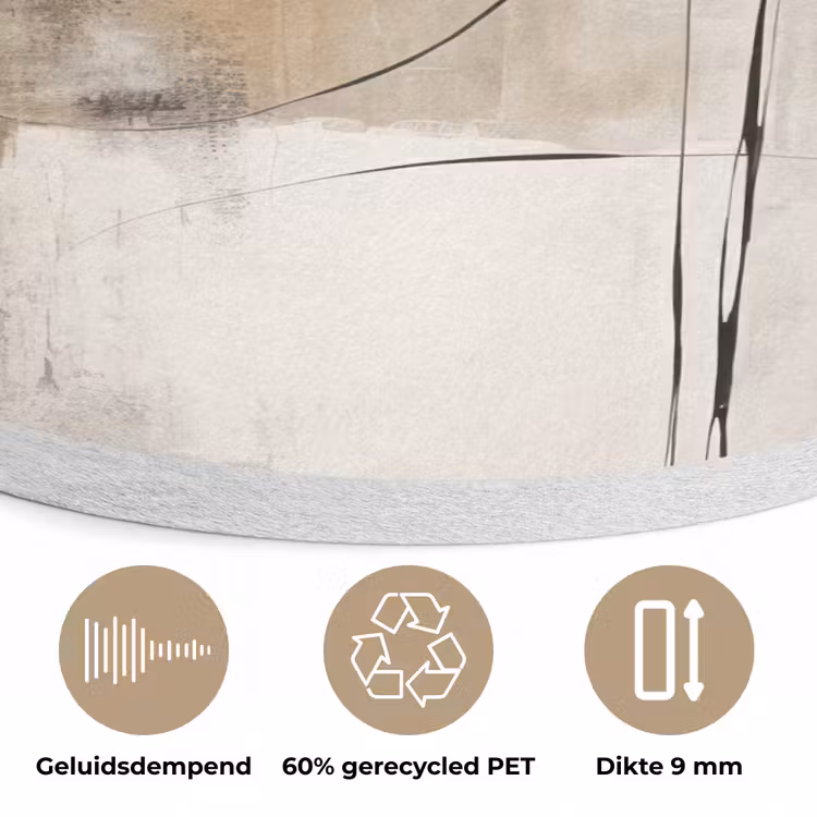 Kunst - Abstract - Grijs - Industrieel Akoestische PET Vilt - Rond klein -closeup_NL