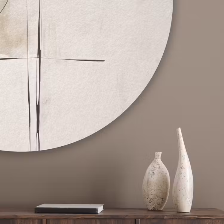 Kunst - Abstract - Grijs - Industrieel Akoestische PET Vilt - Rond klein -sfeer5_closeup