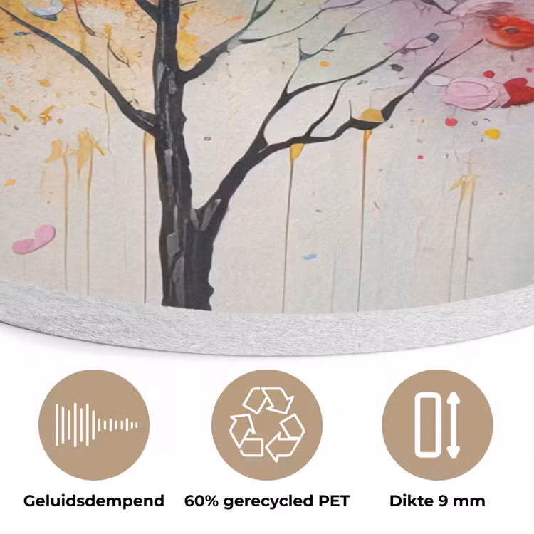 Kunst - Bomen - Natuur - Acryl Akoestische PET Vilt - Rond klein -closeup_NL