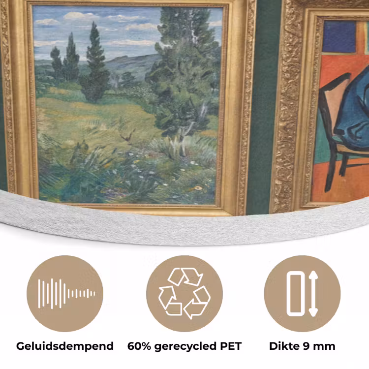 Kunst - Schilderijen - Collectie - Klassiek - Groen Akoestische PET Vilt - Rond klein -closeup_NL