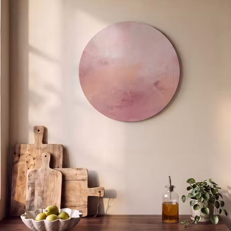 Kunst - Vloeiend - Pastel - Abstract Akoestische PET Vilt - Rond klein -sfeer2