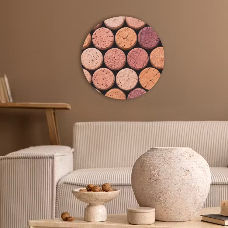Kurk - Patroon - Abstract - Modern - Rood Akoestische PET Vilt - Rond klein -sfeer1