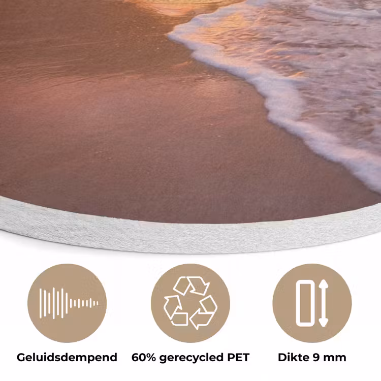 Kust - Rots - Zonsondergang - Zee - Natuur Akoestische PET Vilt - Rond klein -closeup_NL