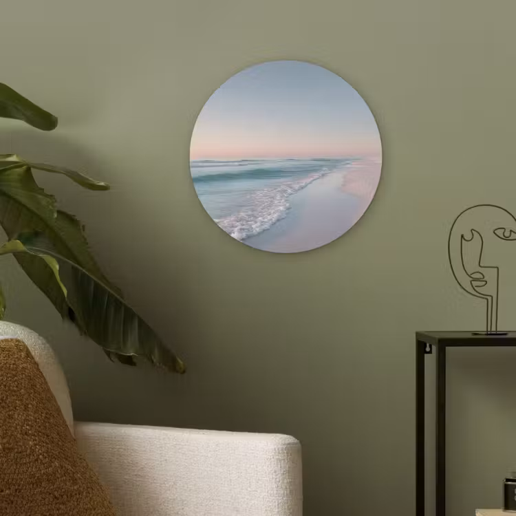 Kustlijn - Pastel - water Akoestische PET Vilt - Rond klein -sfeer2