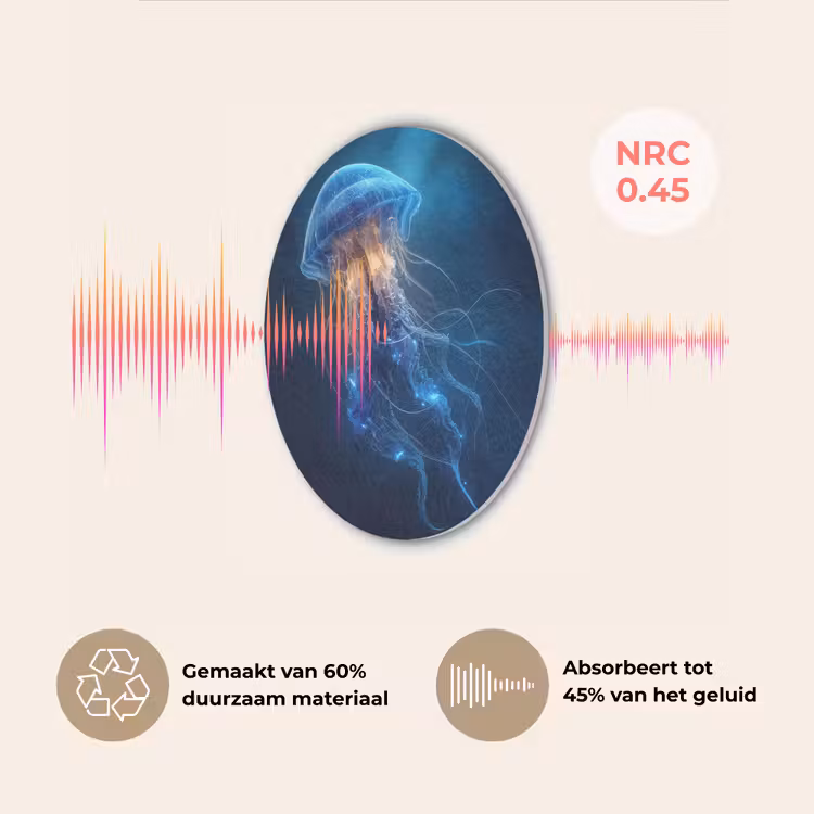 Kwal - Lichtgevend - Tentakels - Blauw Akoestische PET Vilt - Rond klein -USP_NL