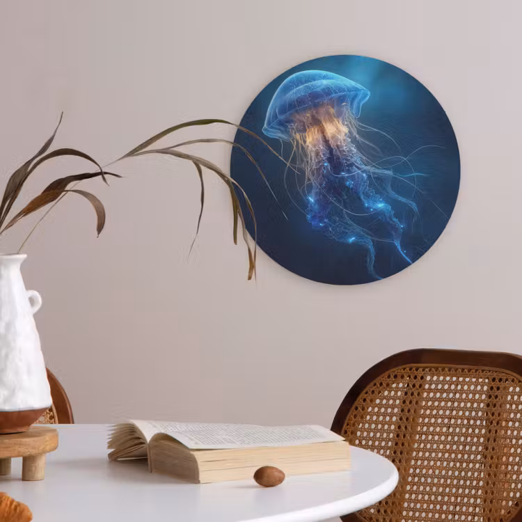 Kwal - Lichtgevend - Tentakels - Blauw Akoestische PET Vilt - Rond klein -sfeer3
