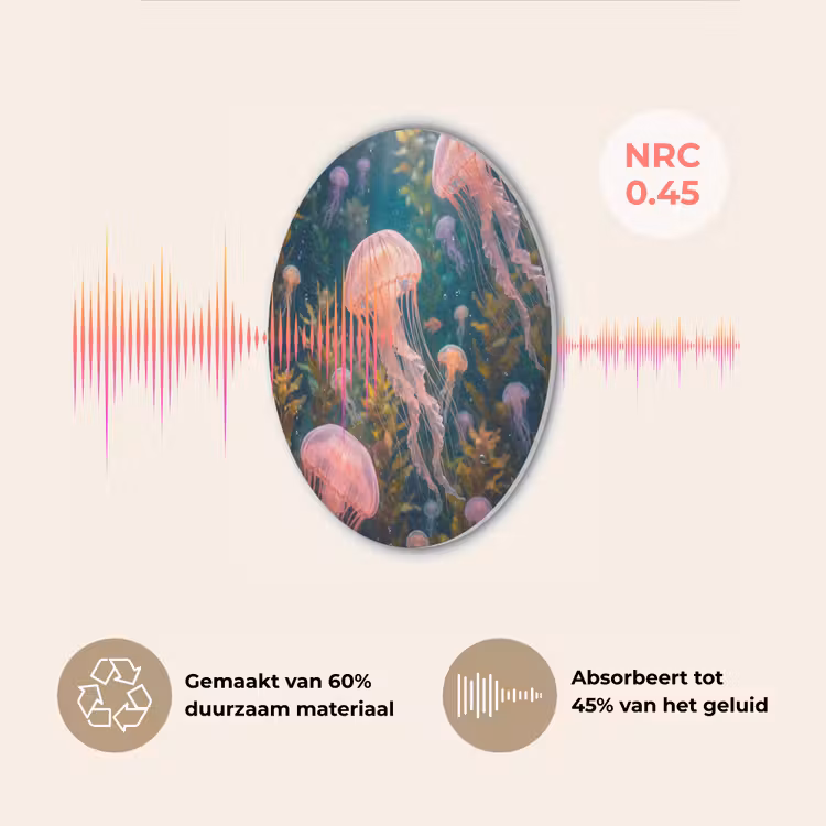 Kwal - Roze - Onderwater - Zeeleven - Dieren Akoestische PET Vilt - Rond klein -USP_NL