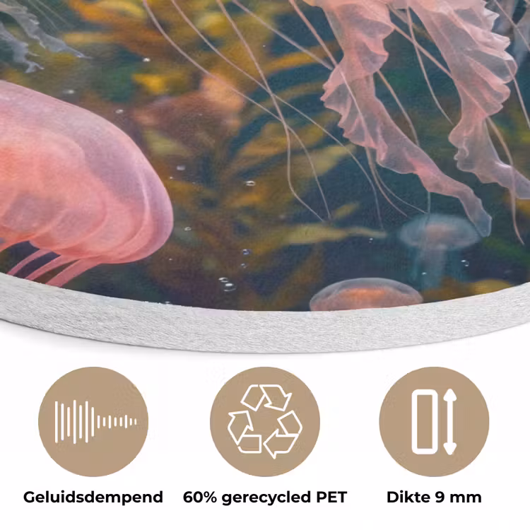 Kwal - Roze - Onderwater - Zeeleven - Dieren Akoestische PET Vilt - Rond klein -closeup_NL