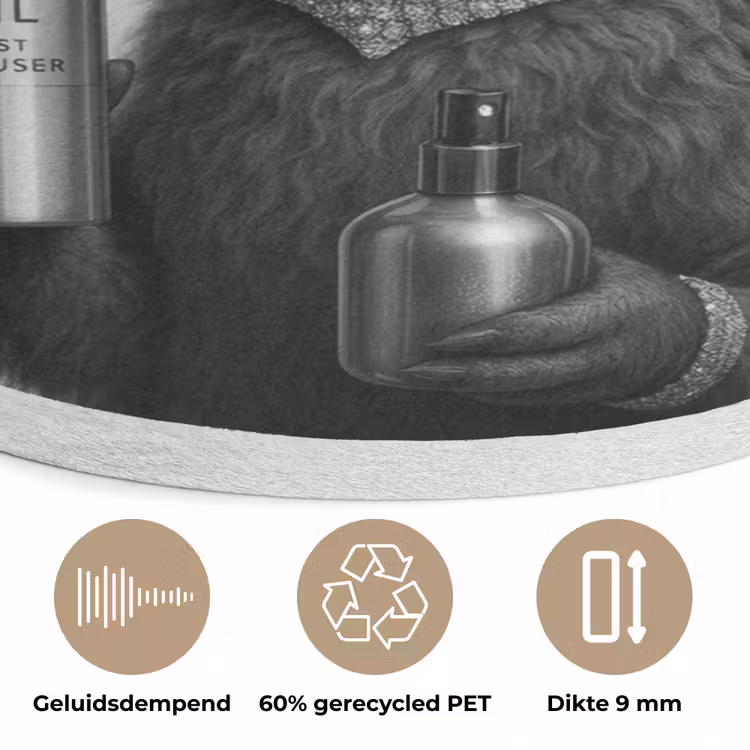 Lama - Flessen - Zwart - Wit Akoestische PET Vilt - Rond klein -closeup_NL