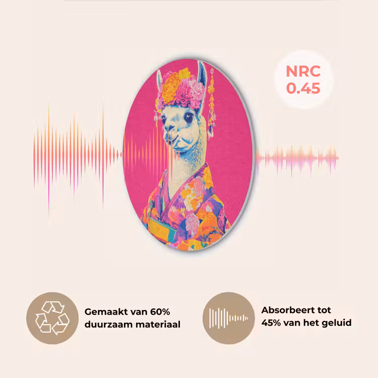 Lama - Kimono - Bloemenkrans - Felroze Akoestische PET Vilt - Rond klein -USP_NL