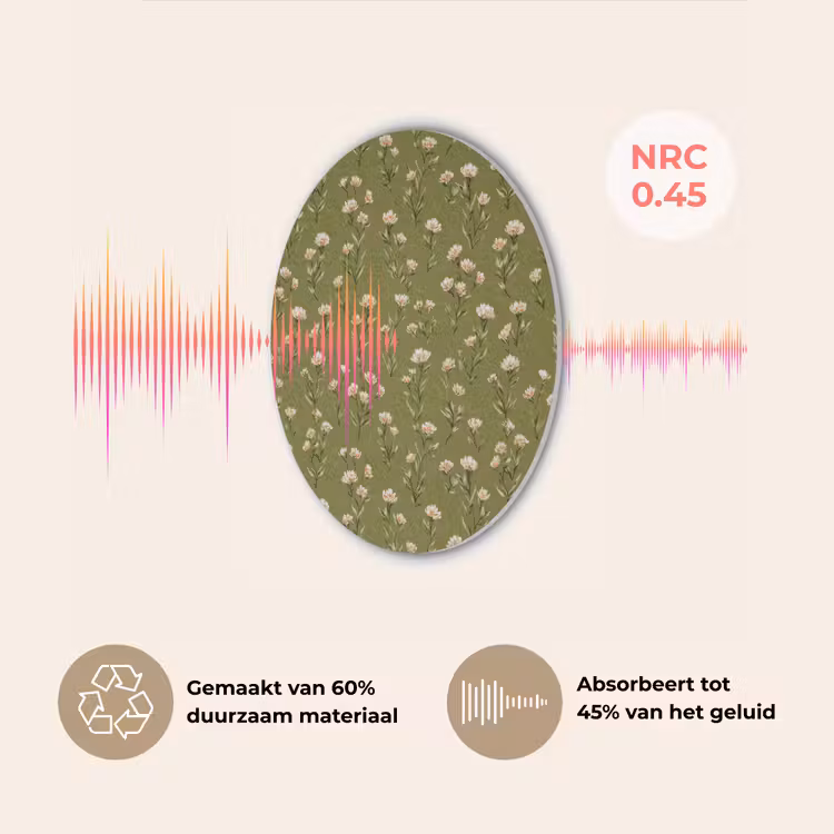 Landelijk - Bloemen - Groen Akoestische PET Vilt - Rond klein 838 -USP_NL