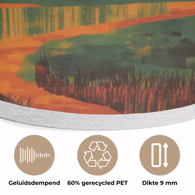 Landschap - Afrikaans - Zon Akoestische PET Vilt - Rond klein -closeup_NL