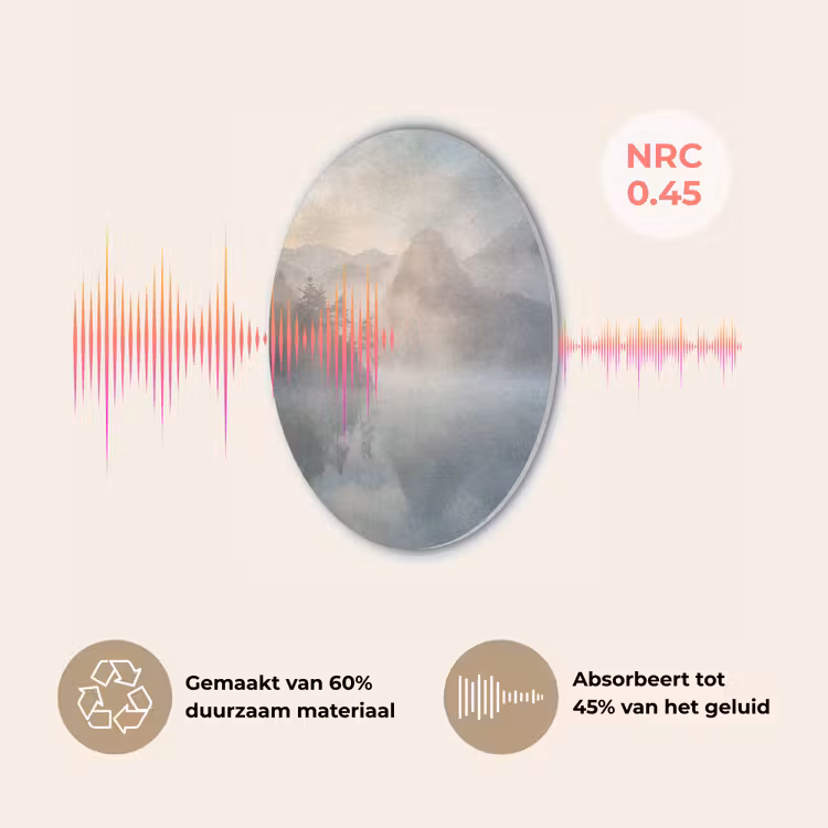Landschap - Bergen - Mist - Water - Natuur Akoestische PET Vilt - Rond klein -USP_NL