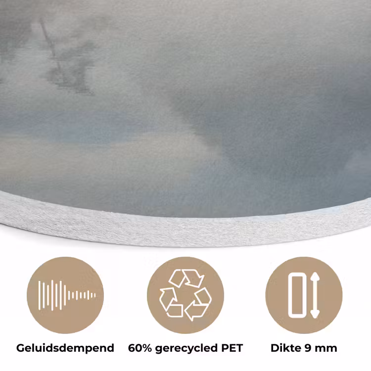 Landschap - Bergen - Mist - Water - Natuur Akoestische PET Vilt - Rond klein -closeup_NL