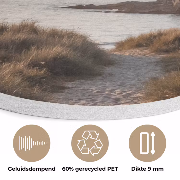 Landschap - Kust - Duinen Akoestische PET Vilt - Rond klein -closeup_NL