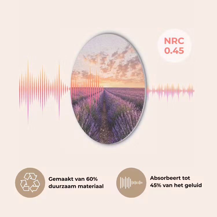Landschap - Lavendelveld - Paars Akoestische PET Vilt - Rond klein -USP_NL