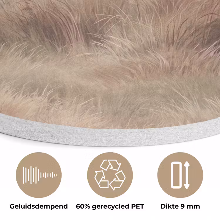 Landschap - Minimalistisch - Beige Akoestische PET Vilt - Rond klein -closeup_NL