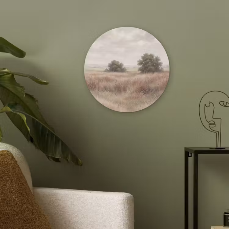 Landschap - Minimalistisch - Beige Akoestische PET Vilt - Rond klein -sfeer2