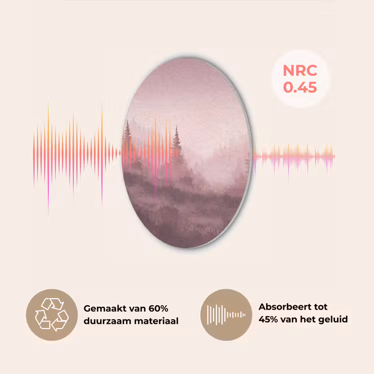 Landschap - Mistig - Roze Akoestische PET Vilt - Rond klein -USP_NL