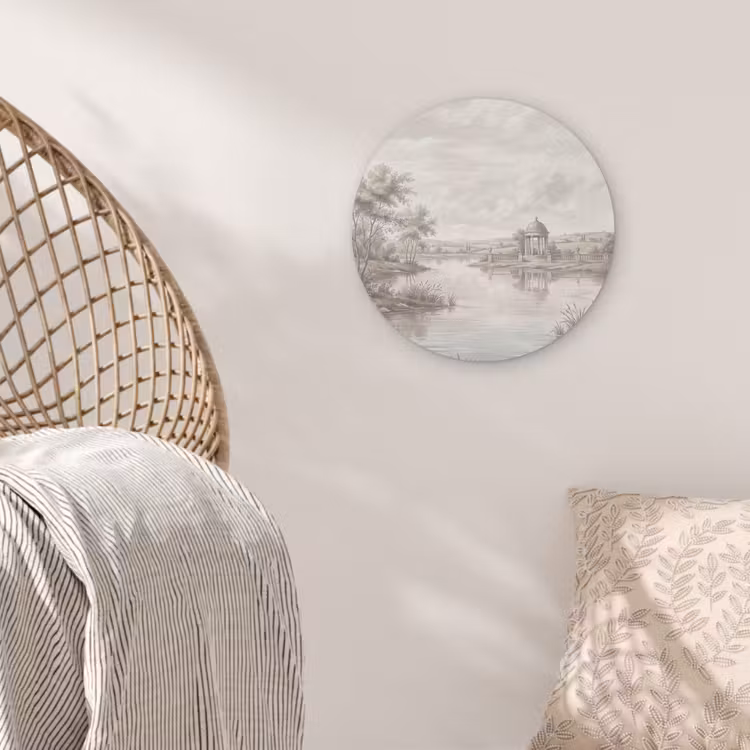 Landschap - Water - Natuur - Sepia Akoestische PET Vilt - Rond klein -sfeer4
