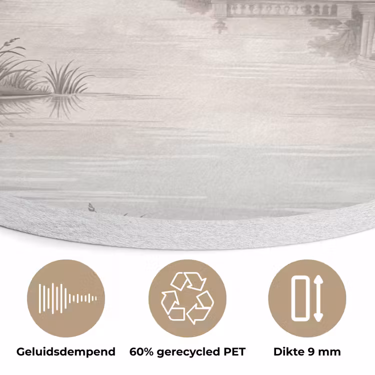 Landschap - Water - Natuur - Sepia Akoestische PET Vilt - Rond klein -closeup_NL